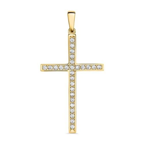 Guld Kors Med Zirkoniasten 18 X 28 Mm