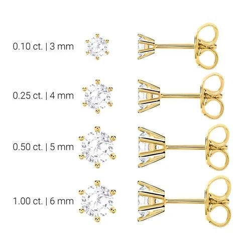 Guld Ørestikker 14 Kt. Med Hvid Topaz Fra 3 Mm