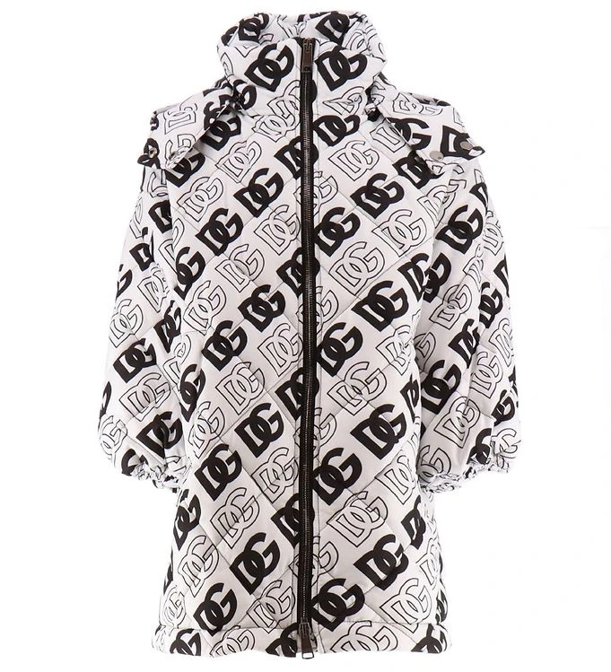 Dolce & Gabbana Dynefrakke Logo Hvid M. Sort