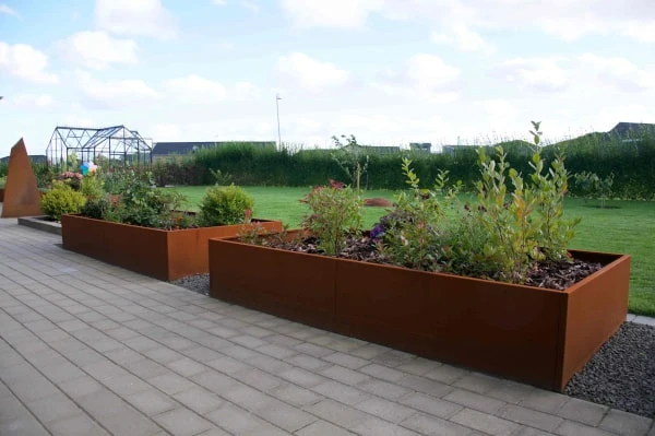 Højbed Bredde 80 H40 Flere Længder Corten 154 Cm Uden Flamingo Sneglekant